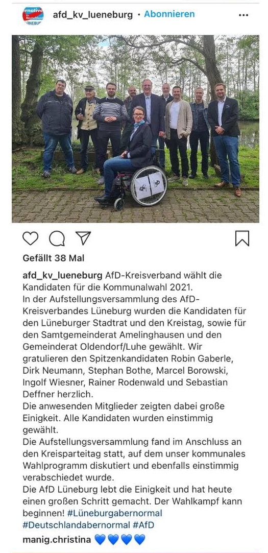 Gruppenbild der AfD Lüneburg zur Einstimmigen Aufstellung der Liste