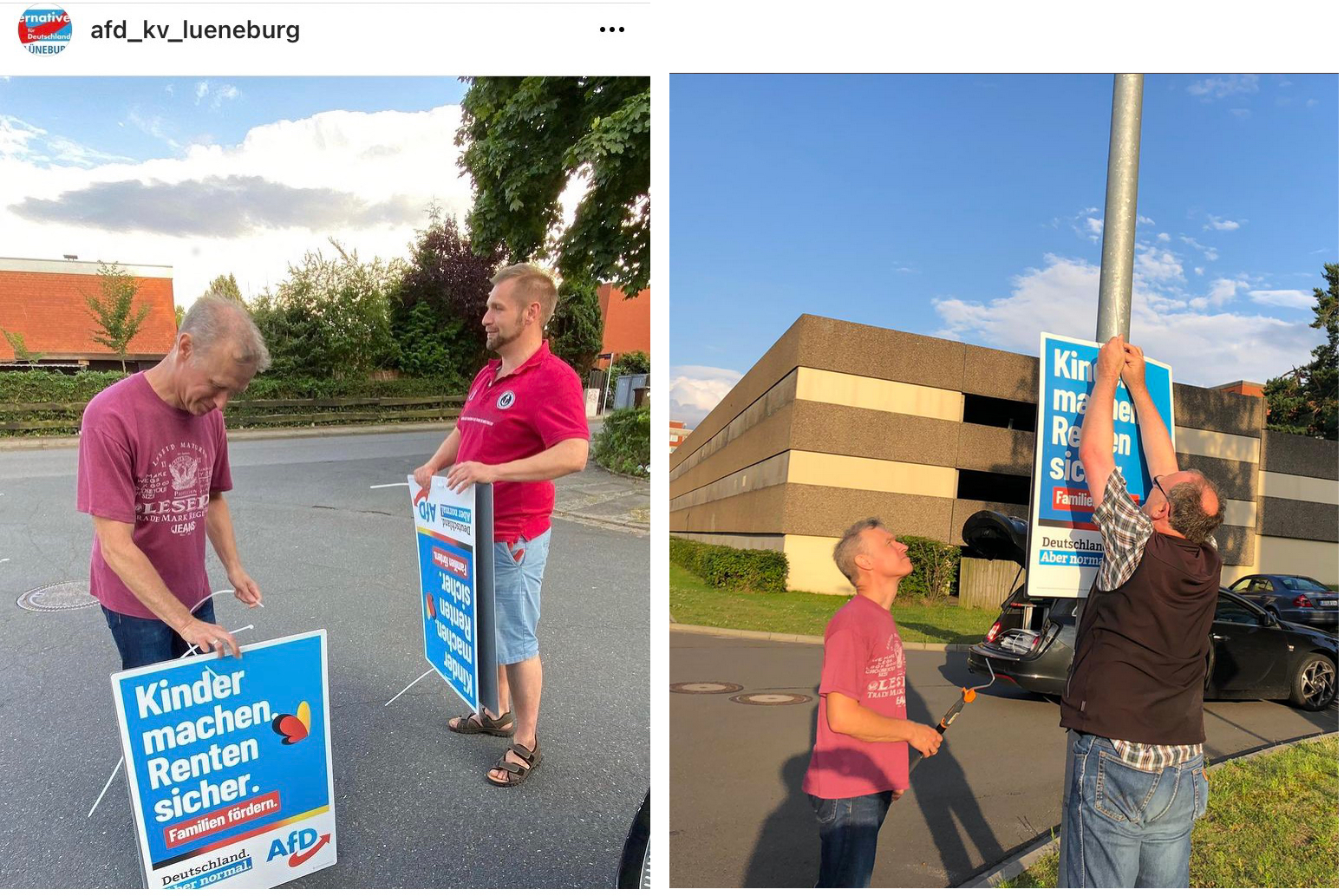 Dirk Neumann mit Stephan Bothe und Sebastian Deffner beim Aufhängen der Wahlplakate